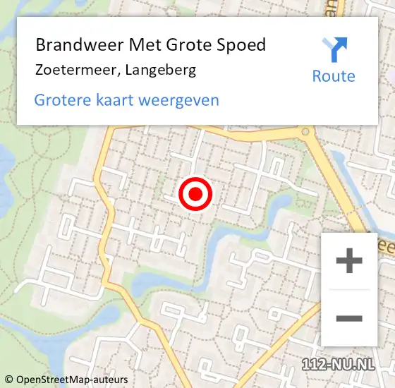 Locatie op kaart van de 112 melding: Brandweer Met Grote Spoed Naar Zoetermeer, Langeberg op 11 februari 2024 19:30