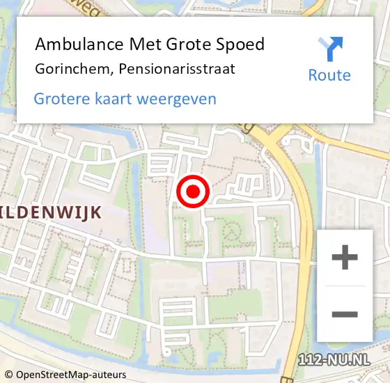 Locatie op kaart van de 112 melding: Ambulance Met Grote Spoed Naar Gorinchem, Pensionarisstraat op 11 februari 2024 19:34