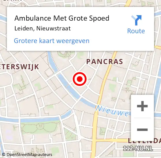 Locatie op kaart van de 112 melding: Ambulance Met Grote Spoed Naar Leiden, Nieuwstraat op 11 februari 2024 19:43