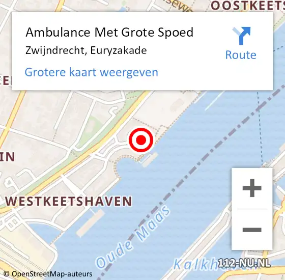 Locatie op kaart van de 112 melding: Ambulance Met Grote Spoed Naar Zwijndrecht, Euryzakade op 11 februari 2024 19:44