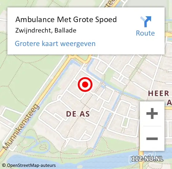 Locatie op kaart van de 112 melding: Ambulance Met Grote Spoed Naar Zwijndrecht, Ballade op 11 februari 2024 20:01