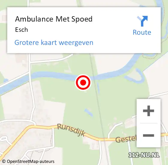 Locatie op kaart van de 112 melding: Ambulance Met Spoed Naar Esch op 11 februari 2024 20:26