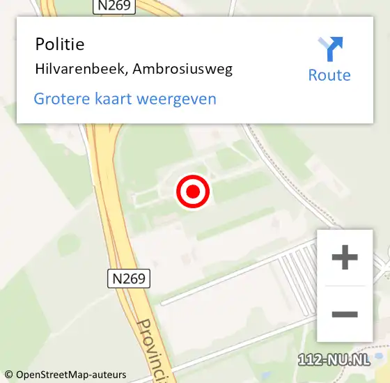 Locatie op kaart van de 112 melding: Politie Hilvarenbeek, Ambrosiusweg op 11 februari 2024 20:27