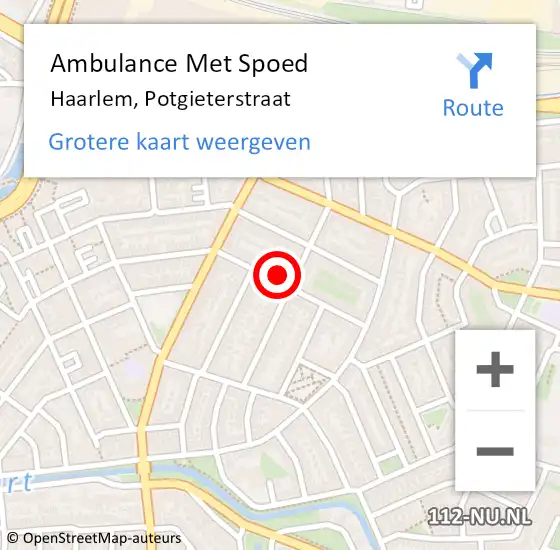 Locatie op kaart van de 112 melding: Ambulance Met Spoed Naar Haarlem, Potgieterstraat op 11 februari 2024 20:37