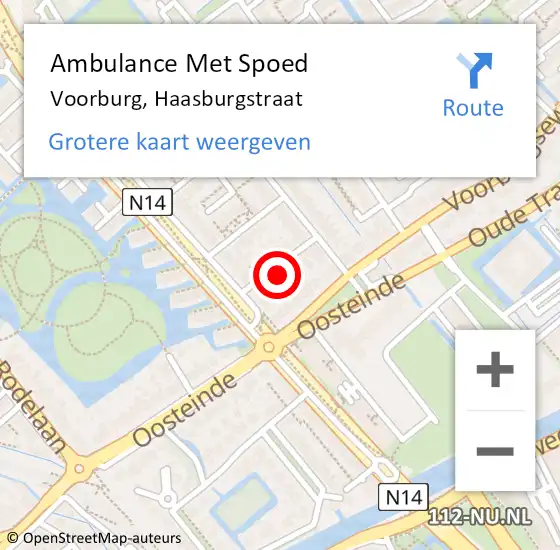 Locatie op kaart van de 112 melding: Ambulance Met Spoed Naar Voorburg, Haasburgstraat op 11 februari 2024 20:53