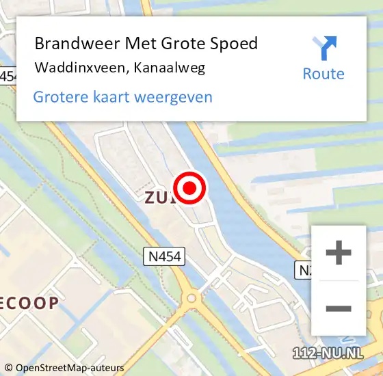 Locatie op kaart van de 112 melding: Brandweer Met Grote Spoed Naar Waddinxveen, Kanaalweg op 25 september 2014 14:34