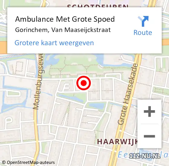 Locatie op kaart van de 112 melding: Ambulance Met Grote Spoed Naar Gorinchem, Van Maaseijckstraat op 11 februari 2024 21:11