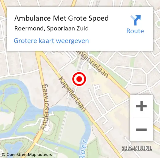 Locatie op kaart van de 112 melding: Ambulance Met Grote Spoed Naar Roermond, Spoorlaan Zuid op 11 februari 2024 21:13