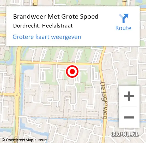 Locatie op kaart van de 112 melding: Brandweer Met Grote Spoed Naar Dordrecht, Heelalstraat op 11 februari 2024 21:27