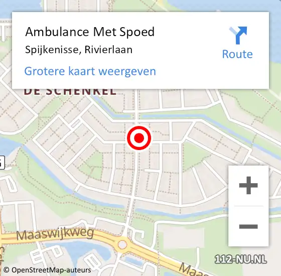 Locatie op kaart van de 112 melding: Ambulance Met Spoed Naar Spijkenisse, Rivierlaan op 11 februari 2024 22:12