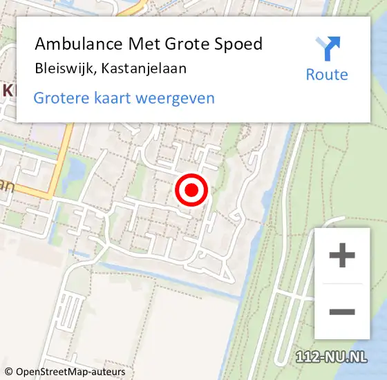 Locatie op kaart van de 112 melding: Ambulance Met Grote Spoed Naar Bleiswijk, Kastanjelaan op 11 februari 2024 22:28