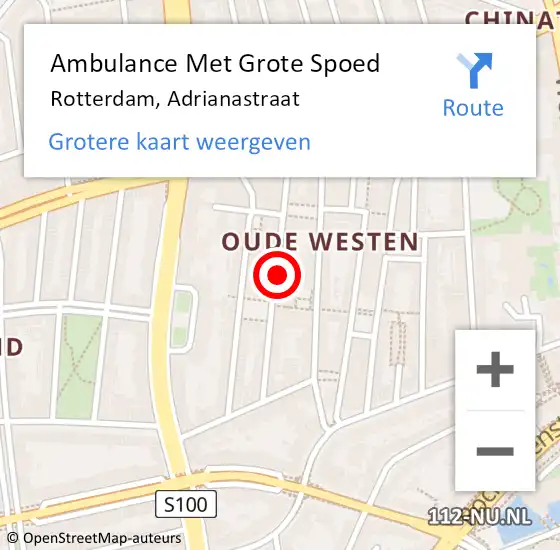 Locatie op kaart van de 112 melding: Ambulance Met Grote Spoed Naar Rotterdam, Adrianastraat op 11 februari 2024 23:37