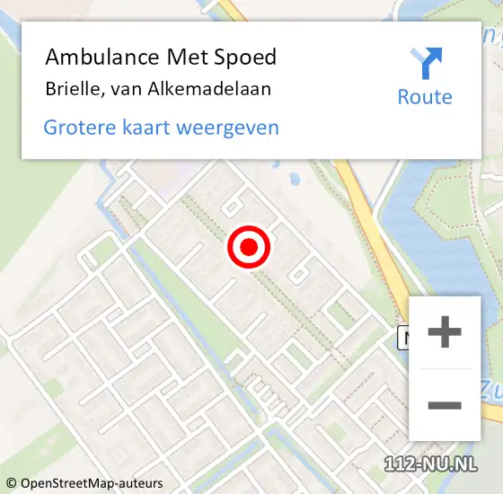 Locatie op kaart van de 112 melding: Ambulance Met Spoed Naar Brielle, van Alkemadelaan op 12 februari 2024 00:17