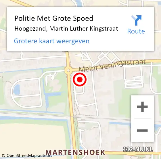 Locatie op kaart van de 112 melding: Politie Met Grote Spoed Naar Hoogezand, Martin Luther Kingstraat op 12 februari 2024 00:19