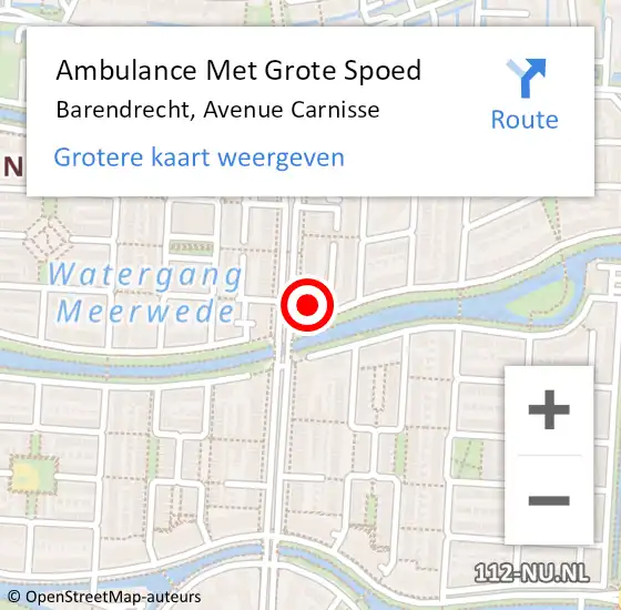Locatie op kaart van de 112 melding: Ambulance Met Grote Spoed Naar Barendrecht, Avenue Carnisse op 12 februari 2024 00:20