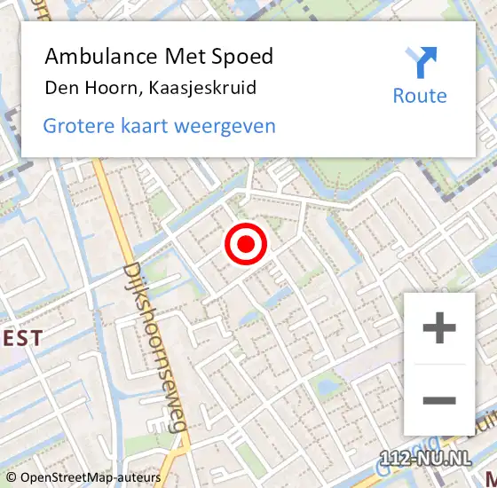 Locatie op kaart van de 112 melding: Ambulance Met Spoed Naar Den Hoorn, Kaasjeskruid op 12 februari 2024 00:24