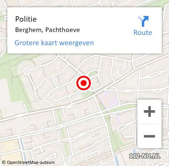 Locatie op kaart van de 112 melding: Politie Berghem, Pachthoeve op 12 februari 2024 00:41