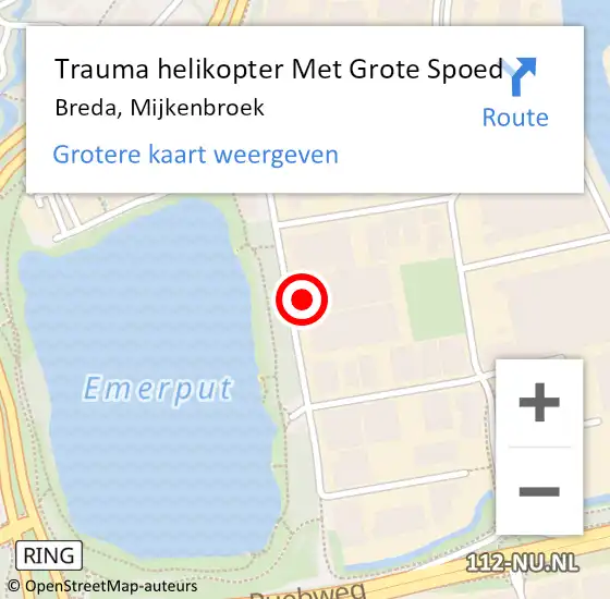 Locatie op kaart van de 112 melding: Trauma helikopter Met Grote Spoed Naar Breda, Mijkenbroek op 12 februari 2024 00:52