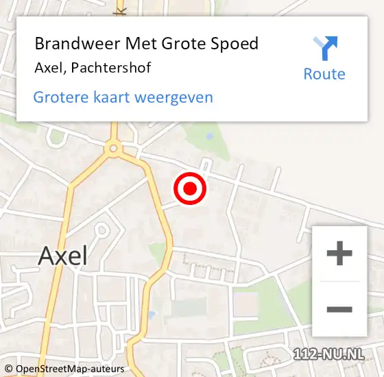 Locatie op kaart van de 112 melding: Brandweer Met Grote Spoed Naar Axel, Pachtershof op 12 februari 2024 01:09