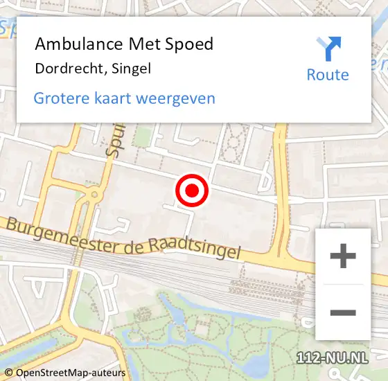 Locatie op kaart van de 112 melding: Ambulance Met Spoed Naar Dordrecht, Singel op 12 februari 2024 01:55