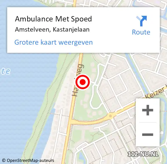 Locatie op kaart van de 112 melding: Ambulance Met Spoed Naar Amstelveen, Kastanjelaan op 12 februari 2024 02:09