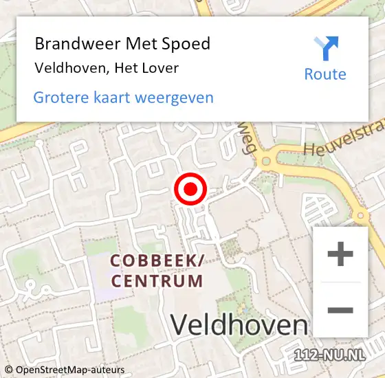 Locatie op kaart van de 112 melding: Brandweer Met Spoed Naar Veldhoven, Het Lover op 12 februari 2024 03:41