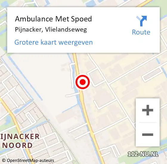 Locatie op kaart van de 112 melding: Ambulance Met Spoed Naar Pijnacker, Vlielandseweg op 12 februari 2024 03:59