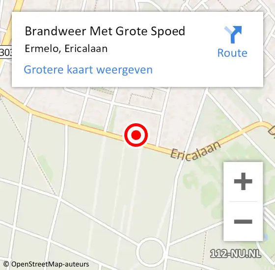 Locatie op kaart van de 112 melding: Brandweer Met Grote Spoed Naar Ermelo, Ericalaan op 12 februari 2024 04:32