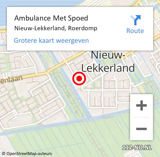 Locatie op kaart van de 112 melding: Ambulance Met Spoed Naar Nieuw-Lekkerland, Roerdomp op 12 februari 2024 05:01