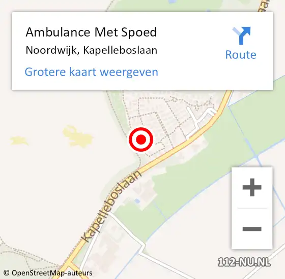 Locatie op kaart van de 112 melding: Ambulance Met Spoed Naar Noordwijk, Kapelleboslaan op 12 februari 2024 05:09