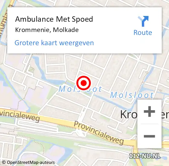 Locatie op kaart van de 112 melding: Ambulance Met Spoed Naar Krommenie, Molkade op 12 februari 2024 06:08