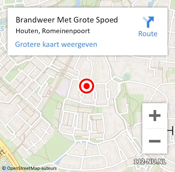 Locatie op kaart van de 112 melding: Brandweer Met Grote Spoed Naar Houten, Romeinenpoort op 12 februari 2024 06:33