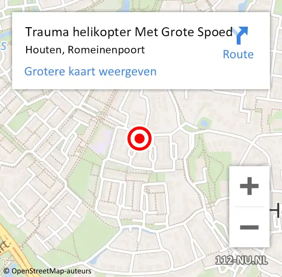 Locatie op kaart van de 112 melding: Trauma helikopter Met Grote Spoed Naar Houten, Romeinenpoort op 12 februari 2024 06:52