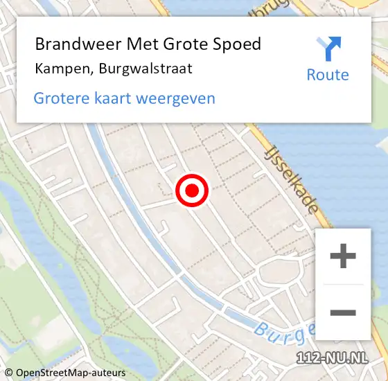 Locatie op kaart van de 112 melding: Brandweer Met Grote Spoed Naar Kampen, Burgwalstraat op 12 februari 2024 07:11