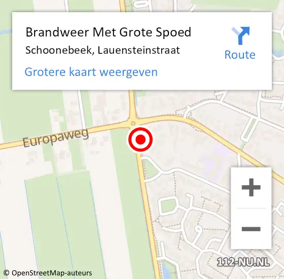 Locatie op kaart van de 112 melding: Brandweer Met Grote Spoed Naar Schoonebeek, Lauensteinstraat op 12 februari 2024 07:36