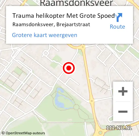 Locatie op kaart van de 112 melding: Trauma helikopter Met Grote Spoed Naar Raamsdonksveer, Brejaartstraat op 12 februari 2024 08:07