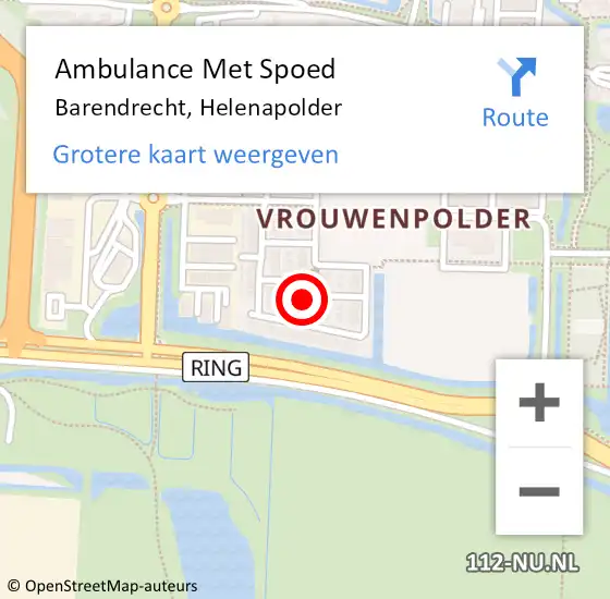 Locatie op kaart van de 112 melding: Ambulance Met Spoed Naar Barendrecht, Helenapolder op 12 februari 2024 08:10