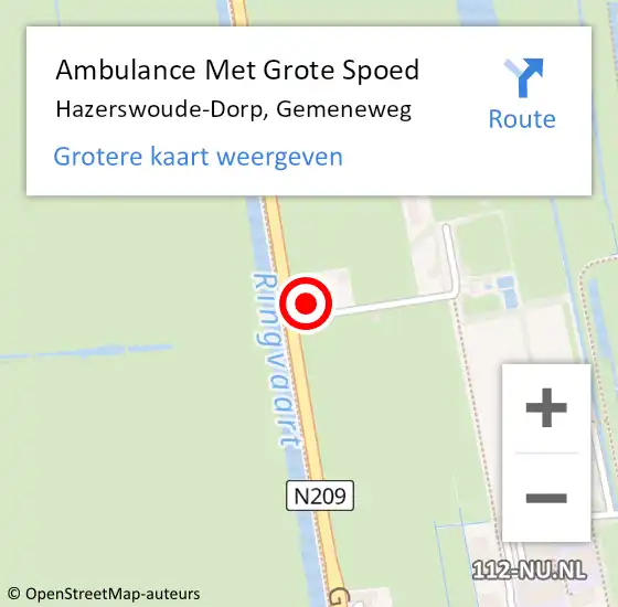 Locatie op kaart van de 112 melding: Ambulance Met Grote Spoed Naar Hazerswoude-Dorp, Gemeneweg op 12 februari 2024 08:11