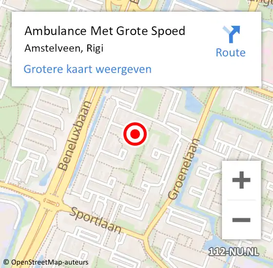 Locatie op kaart van de 112 melding: Ambulance Met Grote Spoed Naar Amstelveen, Rigi op 12 februari 2024 08:20