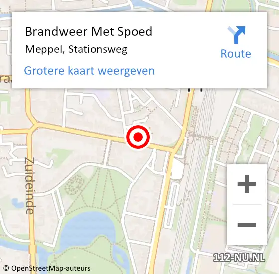 Locatie op kaart van de 112 melding: Brandweer Met Spoed Naar Meppel, Stationsweg op 12 februari 2024 08:22