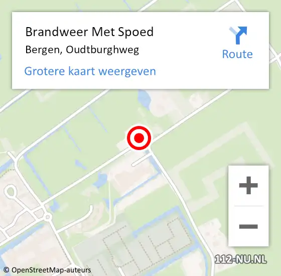 Locatie op kaart van de 112 melding: Brandweer Met Spoed Naar Bergen, Oudtburghweg op 12 februari 2024 08:33