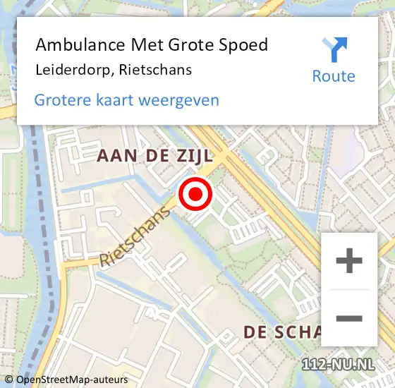 Locatie op kaart van de 112 melding: Ambulance Met Grote Spoed Naar Leiderdorp, Rietschans op 12 februari 2024 08:51