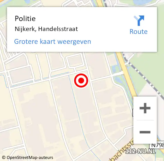 Locatie op kaart van de 112 melding: Politie Nijkerk, Handelsstraat op 12 februari 2024 09:05