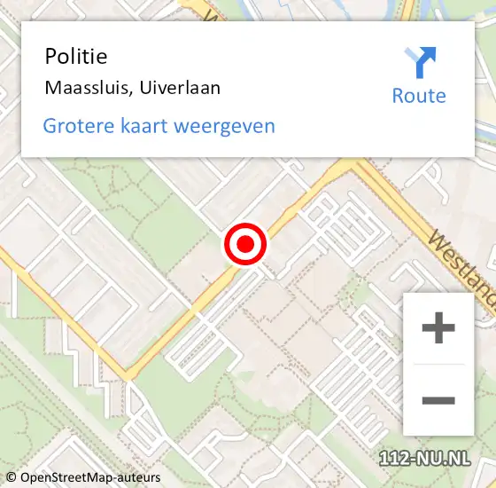 Locatie op kaart van de 112 melding: Politie Maassluis, Uiverlaan op 12 februari 2024 09:09