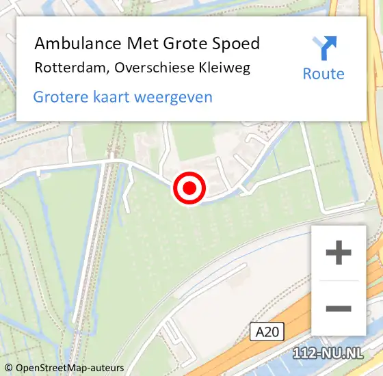 Locatie op kaart van de 112 melding: Ambulance Met Grote Spoed Naar Rotterdam, Overschiese Kleiweg op 12 februari 2024 09:10