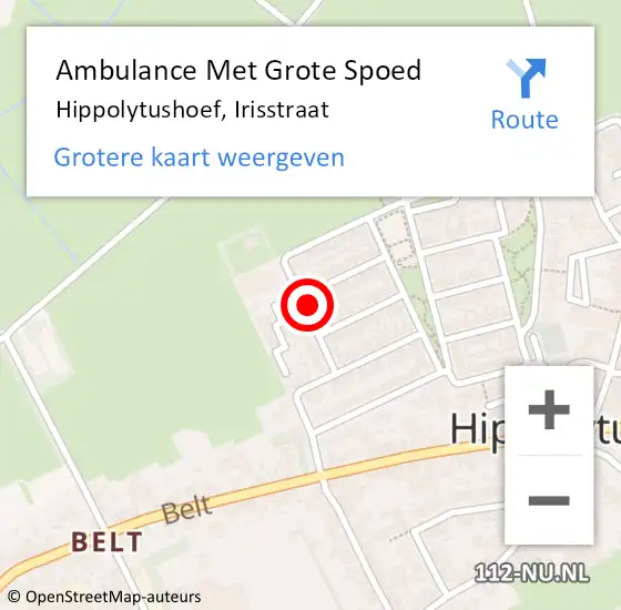 Locatie op kaart van de 112 melding: Ambulance Met Grote Spoed Naar Hippolytushoef, Irisstraat op 12 februari 2024 09:27