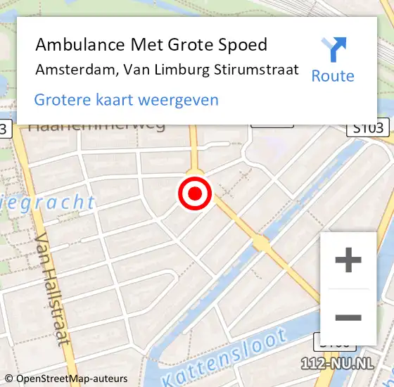 Locatie op kaart van de 112 melding: Ambulance Met Grote Spoed Naar Amsterdam, Van Limburg Stirumstraat op 12 februari 2024 09:28