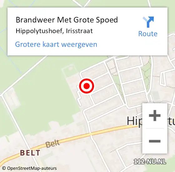 Locatie op kaart van de 112 melding: Brandweer Met Grote Spoed Naar Hippolytushoef, Irisstraat op 12 februari 2024 09:49