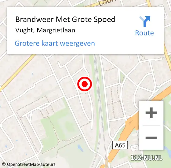 Locatie op kaart van de 112 melding: Brandweer Met Grote Spoed Naar Vught, Margrietlaan op 12 februari 2024 10:13