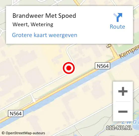 Locatie op kaart van de 112 melding: Brandweer Met Spoed Naar Weert, Wetering op 12 februari 2024 10:46